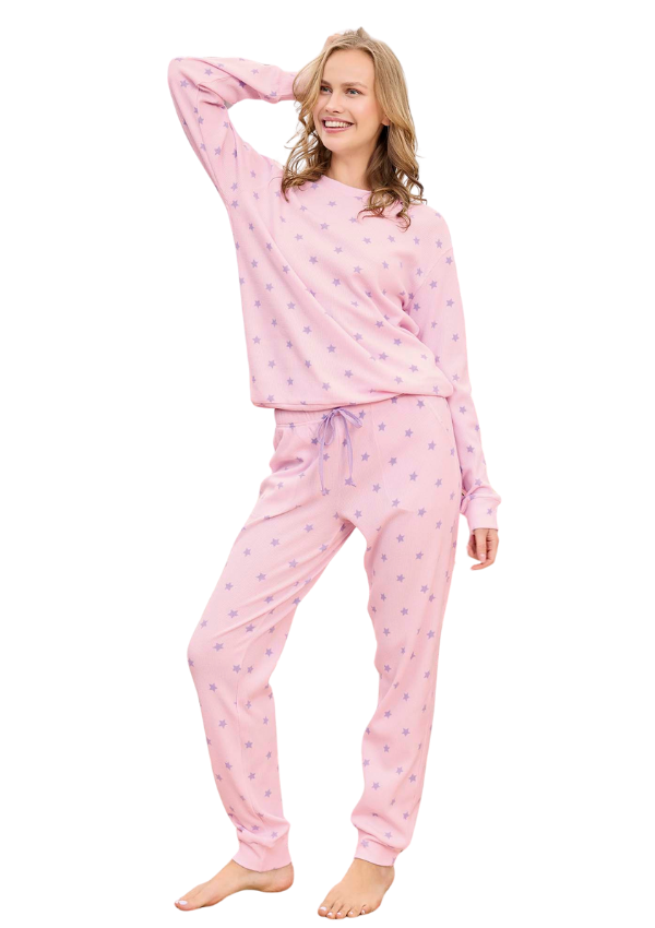 Piżama Damska Starry Dream, Różowy, r. M-XL