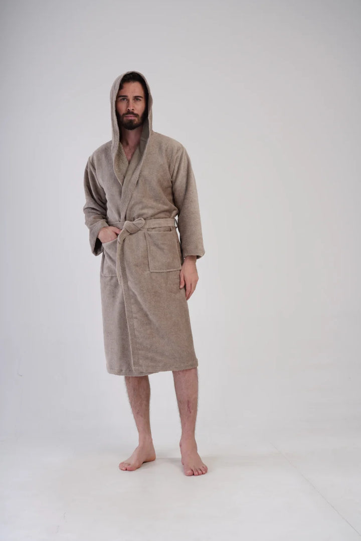 Szlafrok męski Vienetta Beige Night, Beżowy, r. L-XXL