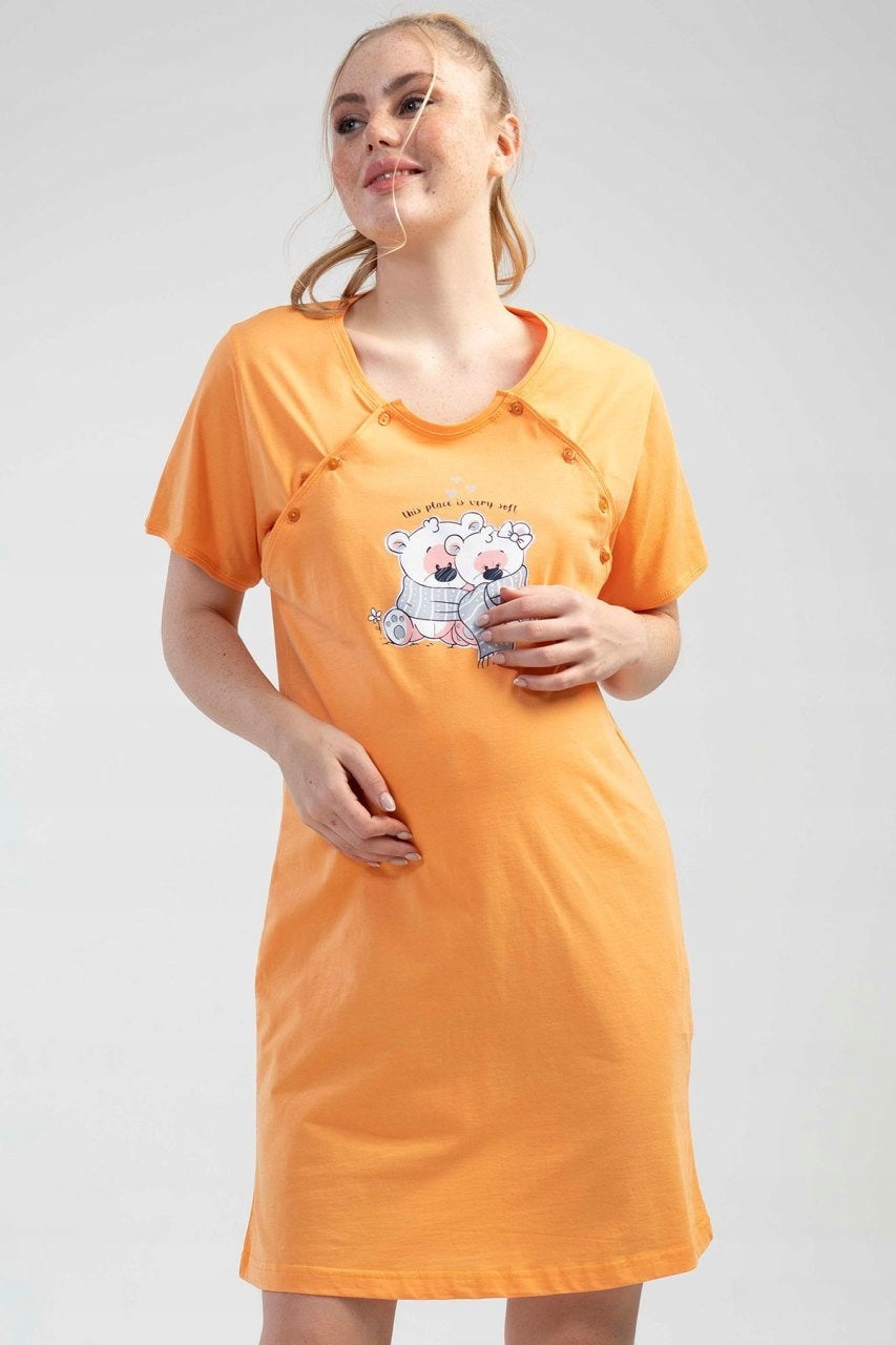 Koszula Nocna do Karmienia Vienetta, Very Soft, Pomarńczowy, r. M-XXL image 1