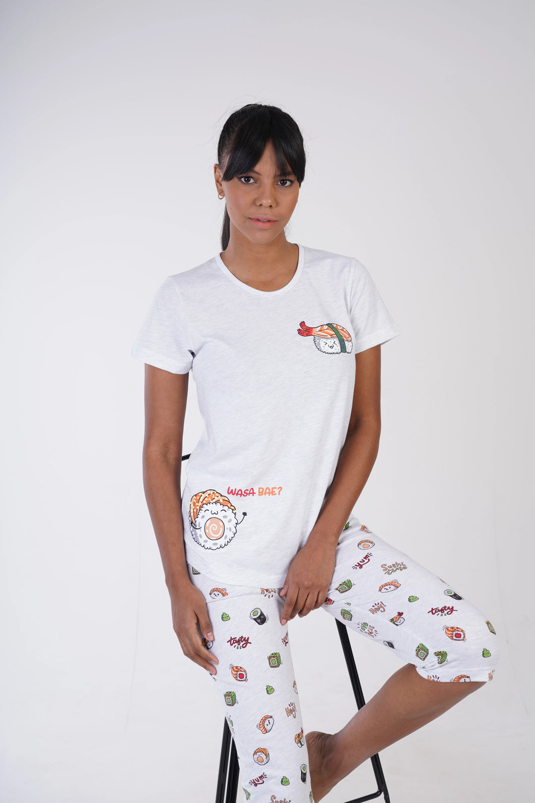 Piżama Damska Vienetta Sushi Lover Grey, szara, r. M-XXL image 5