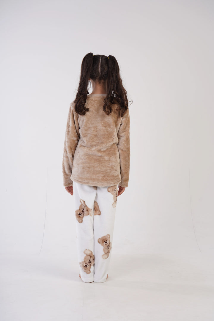 Piżama dziewczęca Vienetta Enjoy Teddy Bear, beżowo-biała, r. 134-164 image 5