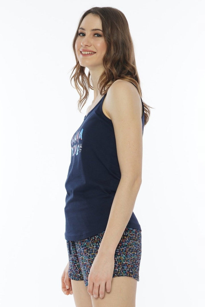 Piżama Damska Vienetta, Pajama Time, Granatowa, r. S-XL