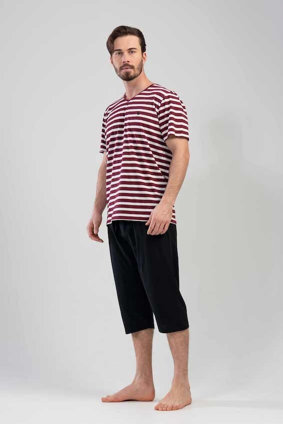 Piżama Męska Vienetta, R&amp;W Stripes, Bordowa, r. S-XL