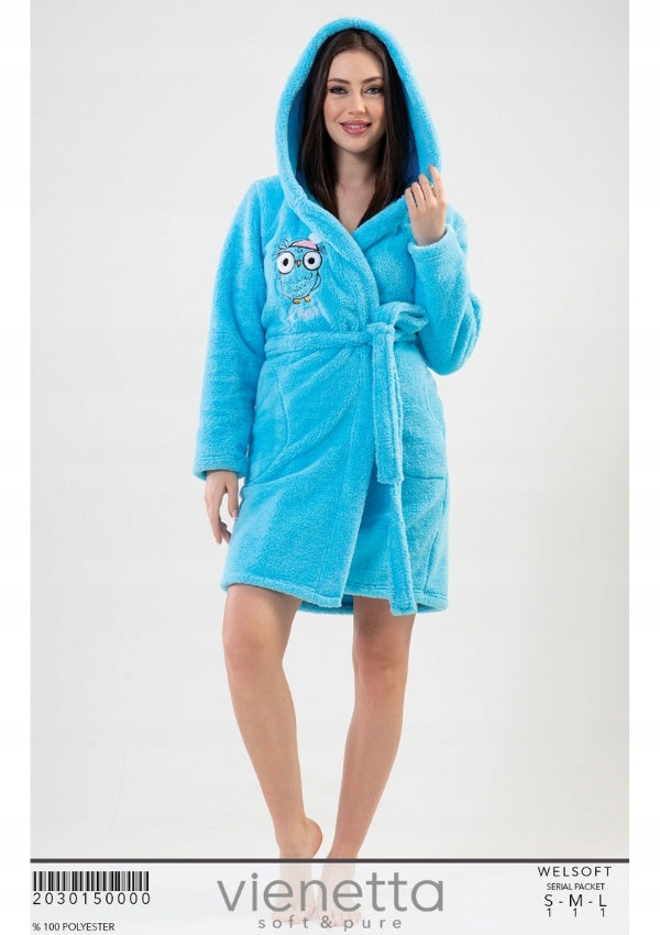 Szlafrok damski Vienetta, Blue Bird, Niebieska, r. S-L image 4