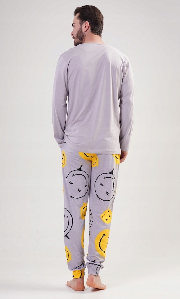 Piżama Męska Vienetta, Good Vibes, Szara, r. S-XL