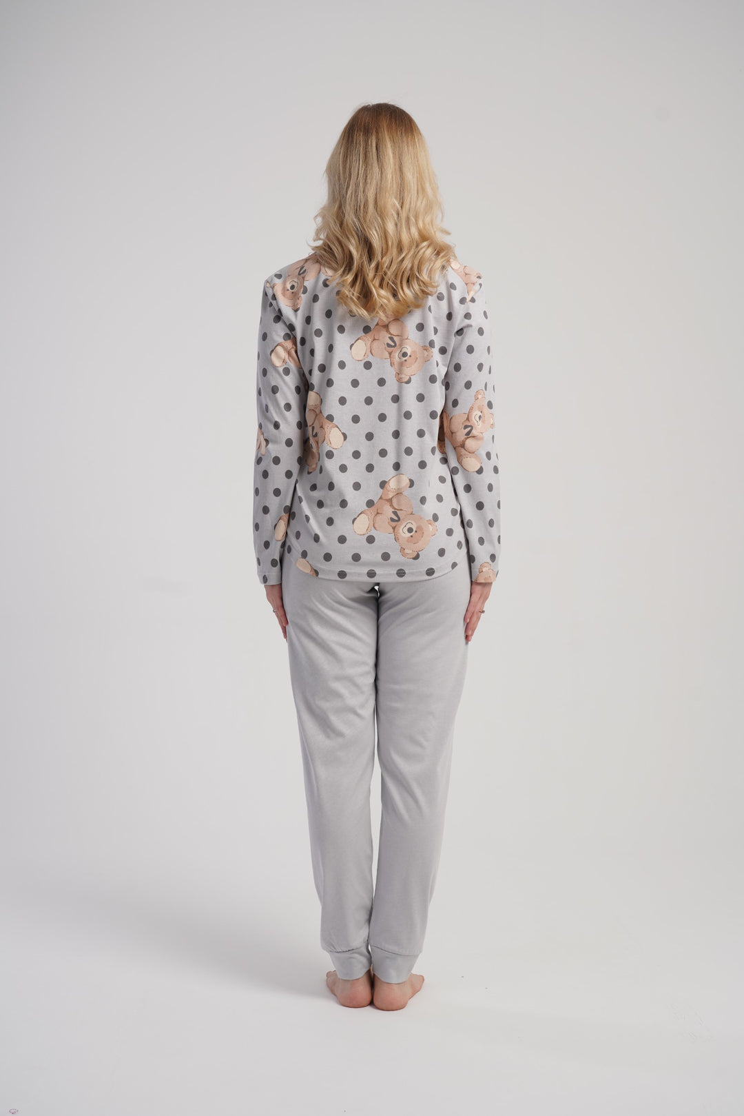 Piżama Damska Vienetta Dotty Teddy, Szary, r. S-XL