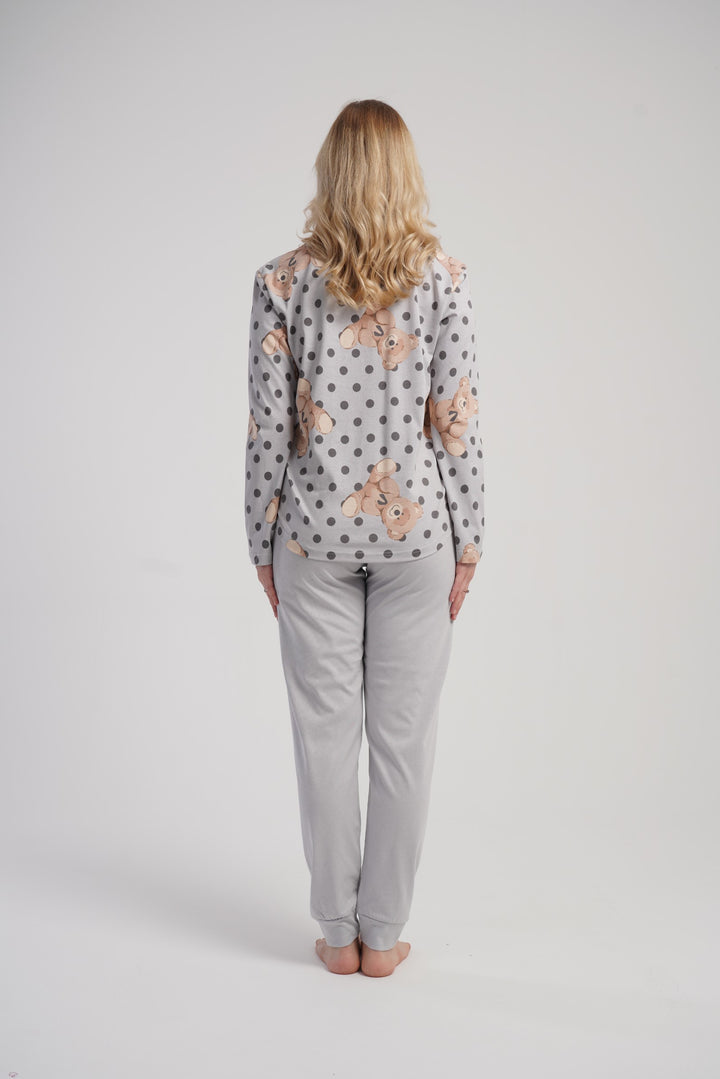 Piżama Damska Vienetta Dotty Teddy, Szary, r. S-XL