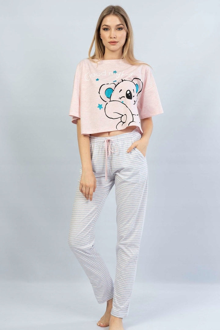 Piżama Damska Vienetta, Good Night, Różowa, r. S-XL image 1