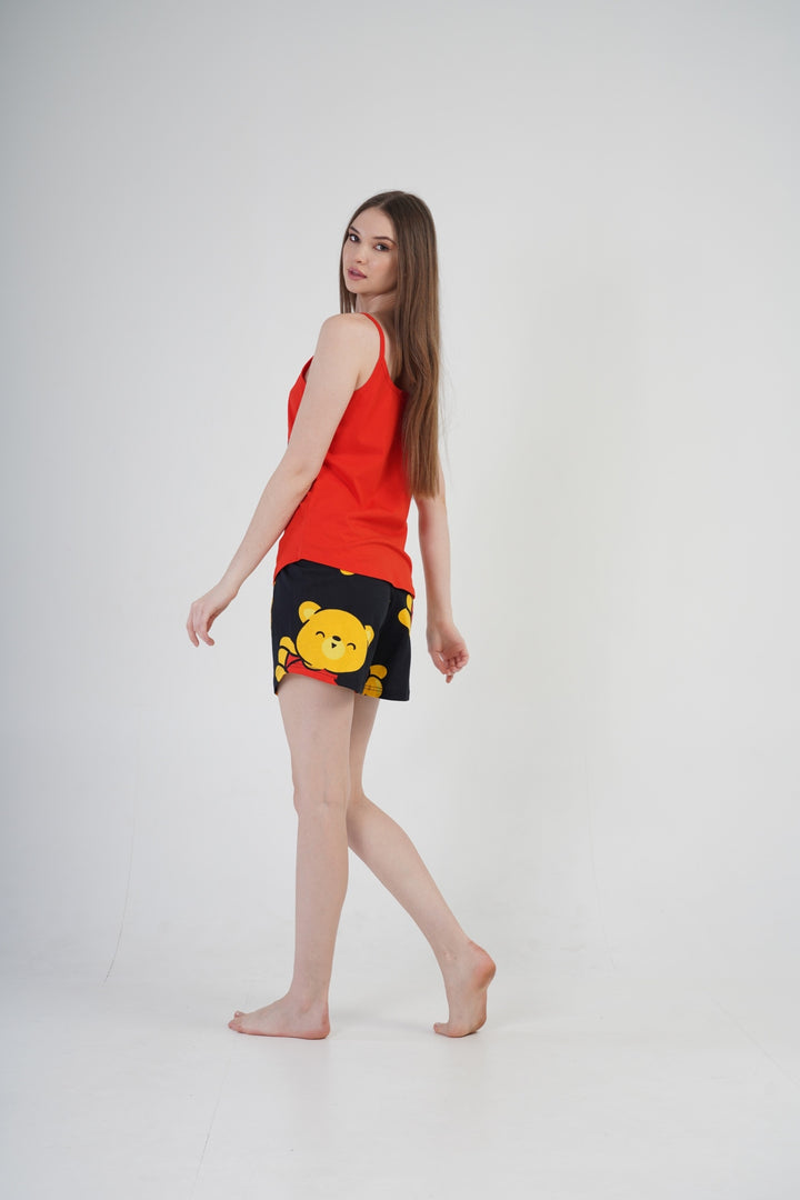 Piżama Damska SnoozeChic, Czerwono-Czarna, S-XL image 4