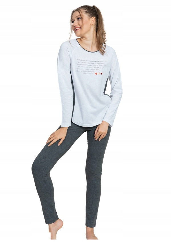 Piżama Damska Vienetta, Notebook, Szara, r. S-XL