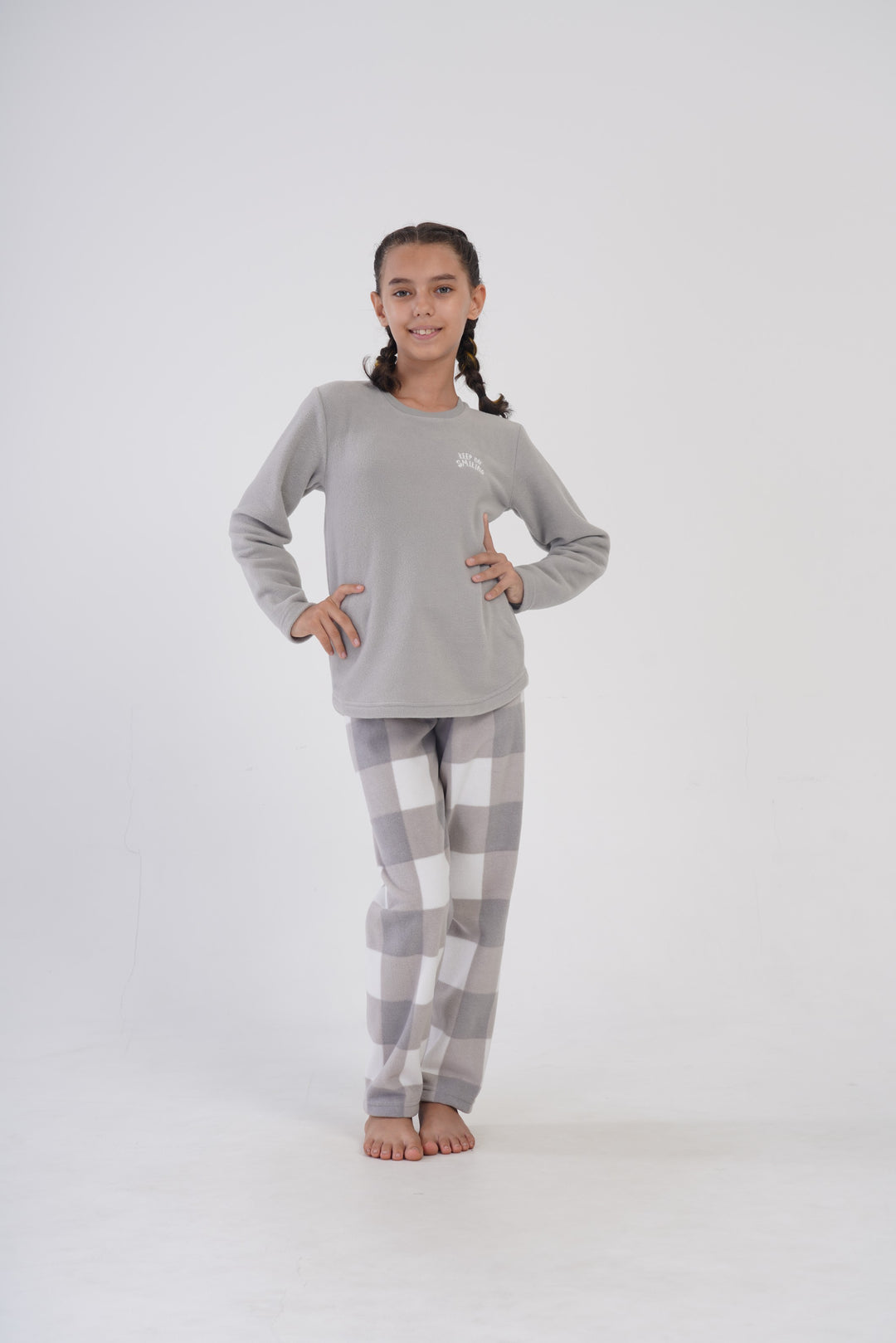 Piżama dziewczęca Vienetta Warm dream, Szary, r. 134-164