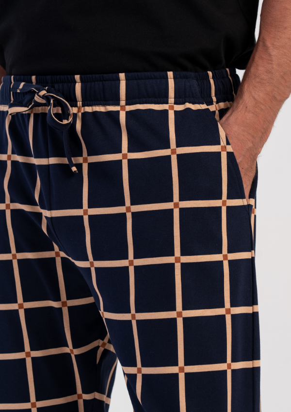 Spodnie męskie Vienetta Dark Check, Granatowy, r. S-XL