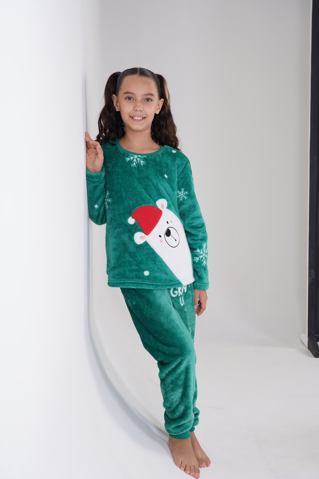 Piżama dziewczęca Vienett Green Paws, Zielony r. 128-158