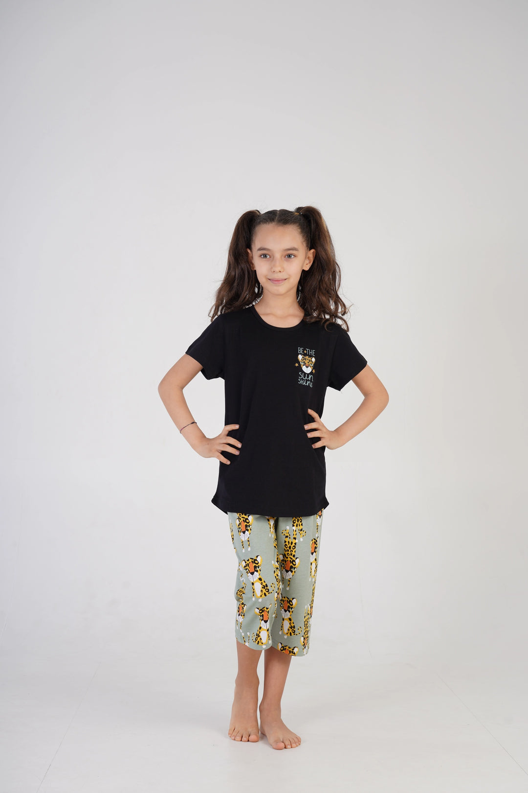 Piżama Dziewczęca Vienetta Animal Kingdom, czarno-zielona, r. 134-164 image 0