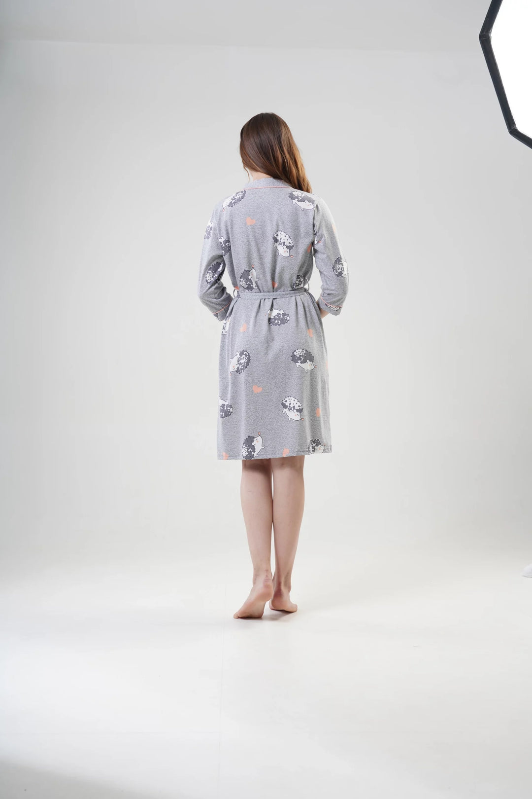 Szlafrok damski Vienetta Sweet Hedgehog, Szary, r. S-XL image 5