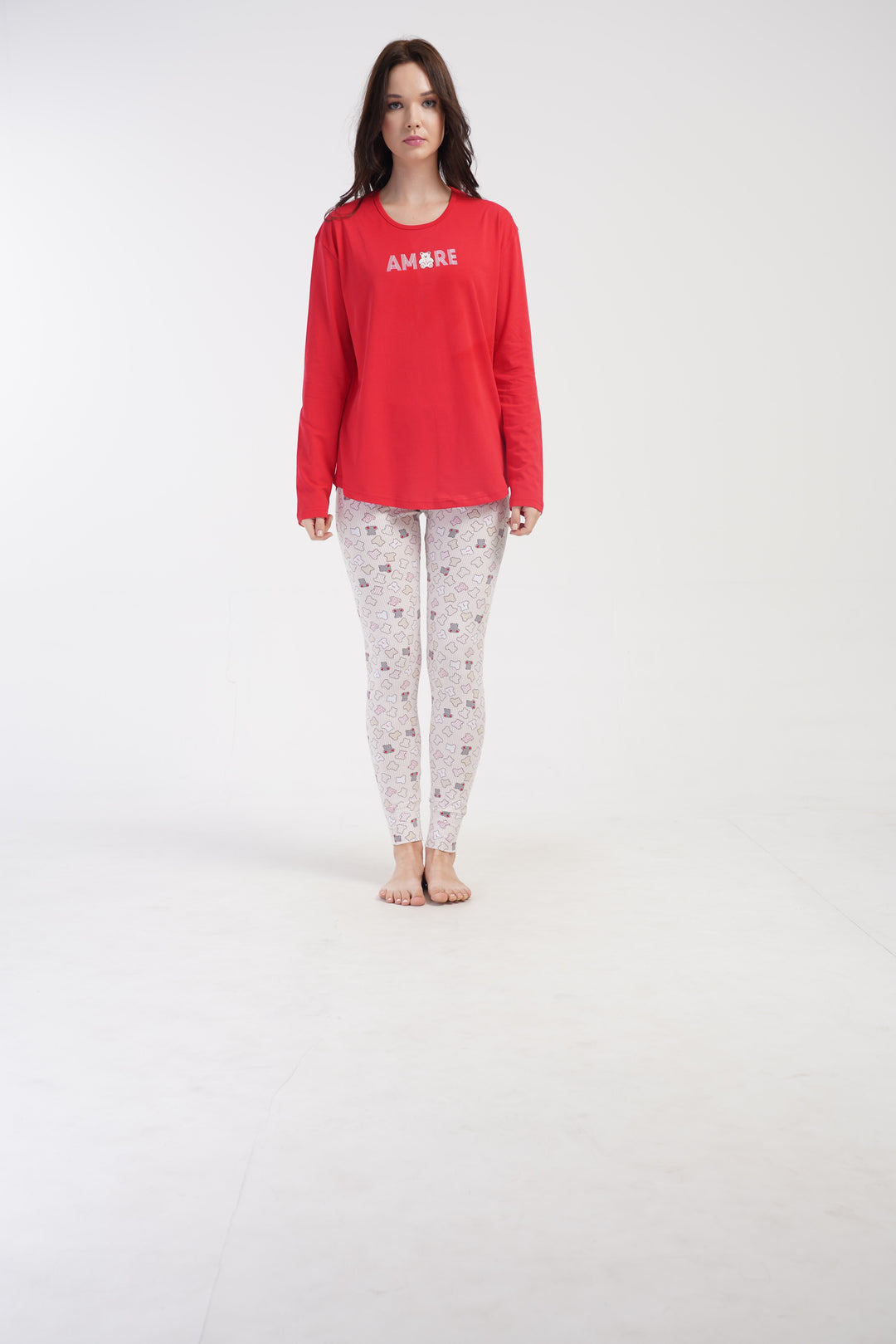 Piżama Damska Vienetta Amore, Czerwony, r. S-XL