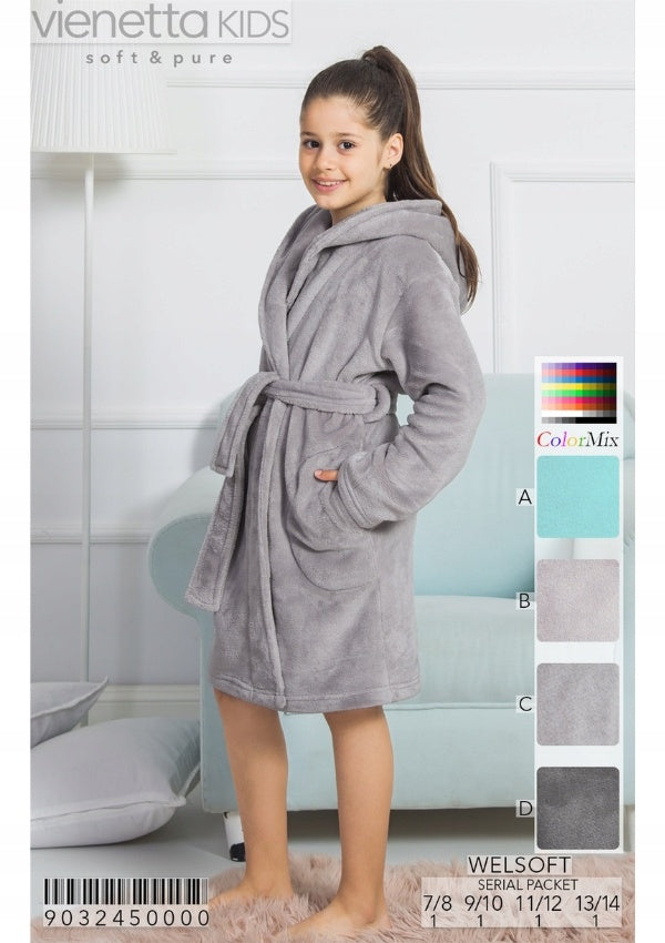 Szlafrok Dziecięcy Vienetta, All Grey, Szara, r. 122 image 4
