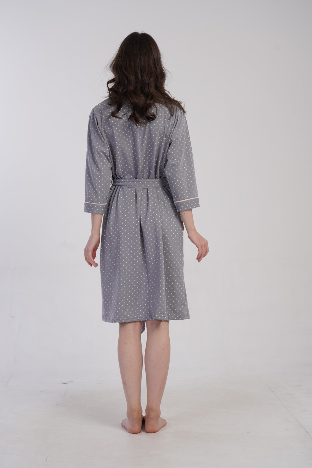 Szlafrok damski Vienetta Soft Dots, Szary, r. M-XXL