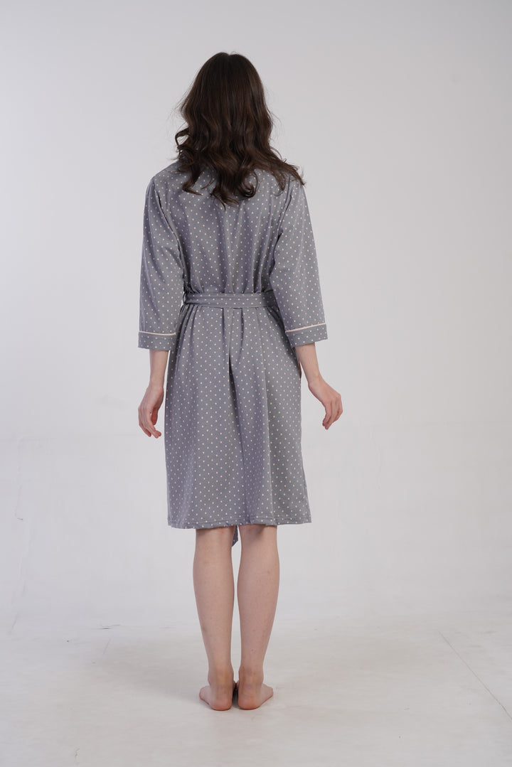 Szlafrok damski Vienetta Soft Dots, Szary, r. M-XXL