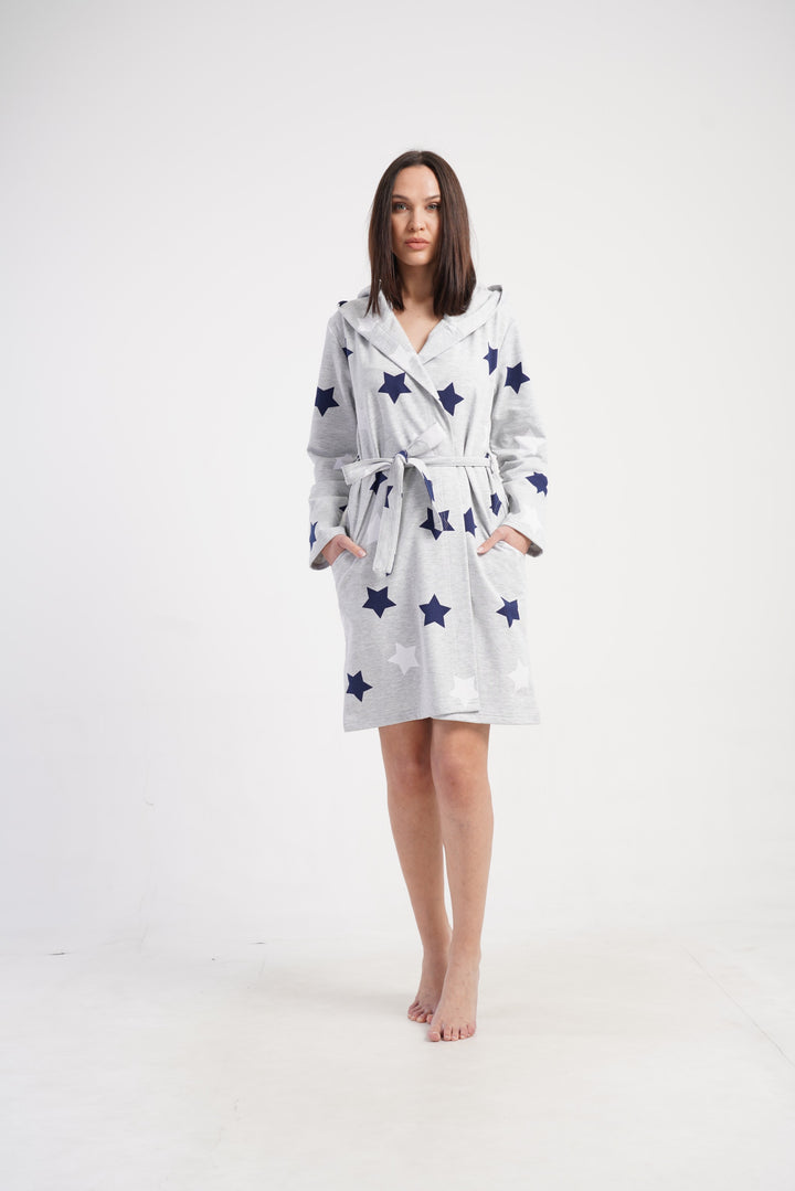 Szlafrok damski Vienetta Star Warmth, Szary, r. S - XL