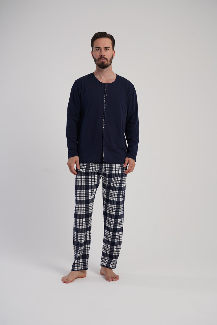 Piżama Męska Vienetta Classic Comfort, Granatowy, r. 1XL-4XL