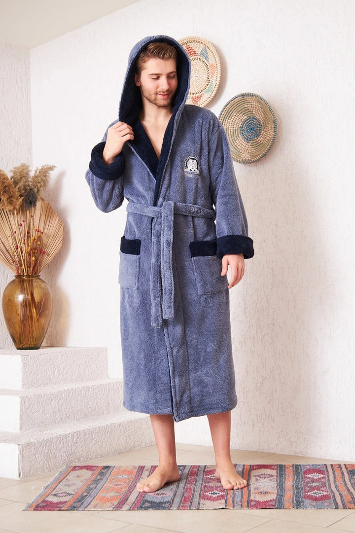 Szlafrok męski Gentlemen Luxe Grey, szary, r. M-XL image 3