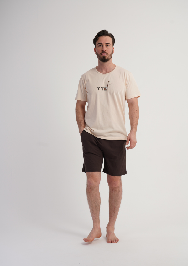 Piżama Męska Vienetta Coffee Relax, Beżowy, r. 1XL-4XL