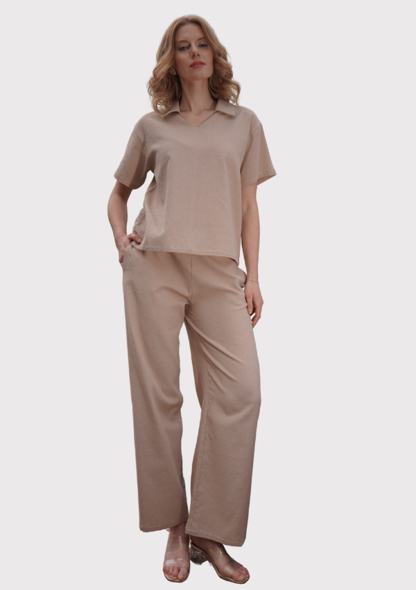 Piżama Damska Vienetta Natural Comfort, Beżowy, r. S-XL