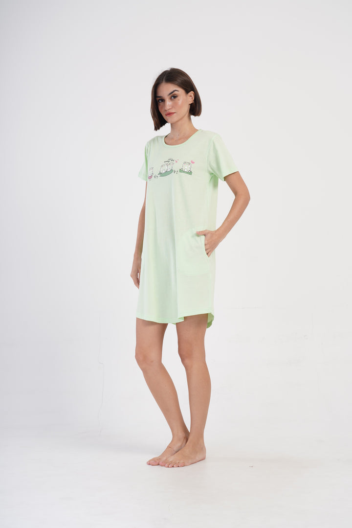 Koszula Nocna Vienetta Cute Frogs, Zielony, r. S-XL