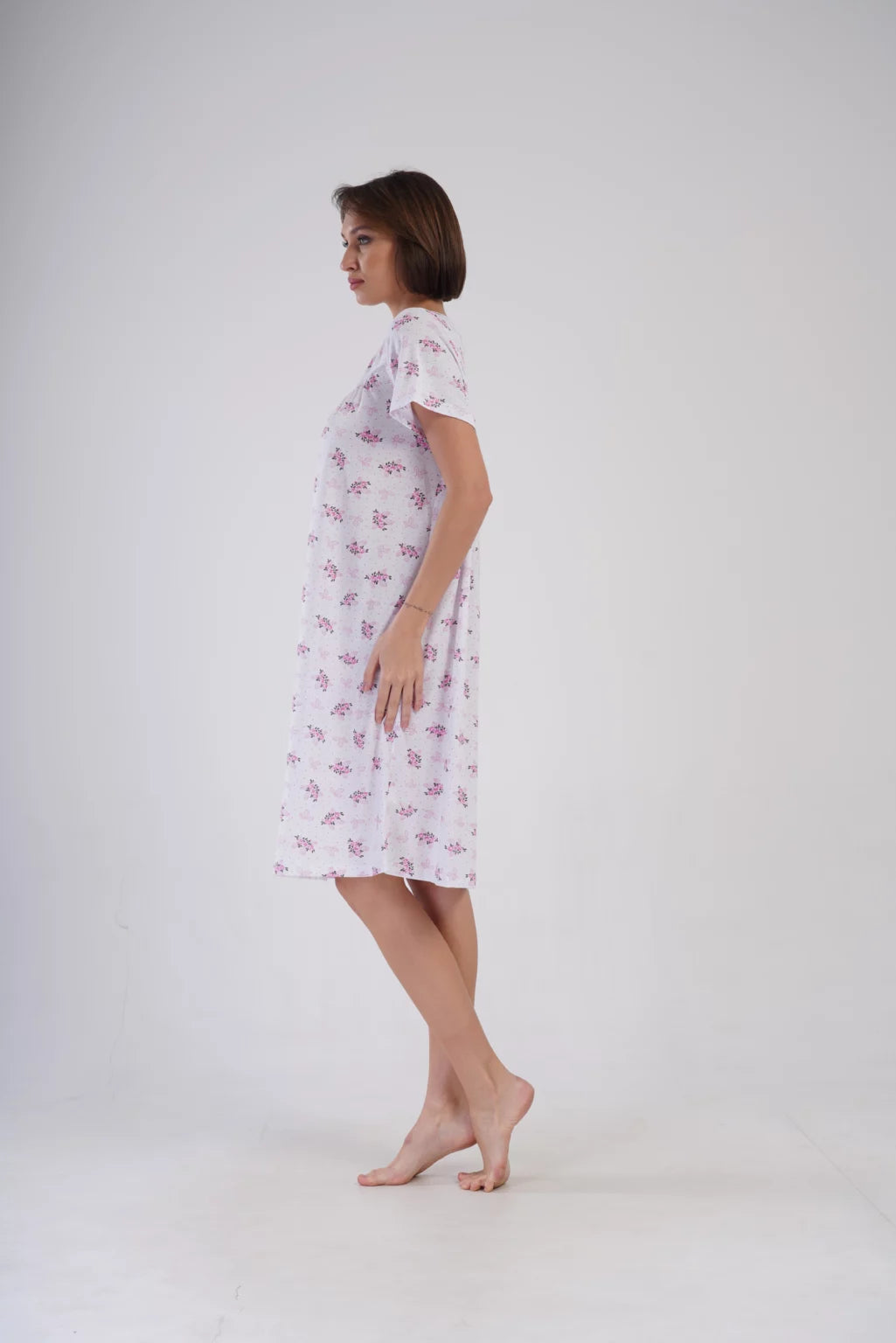 Koszula Nocna Vienetta Rose Bloom, Biało - Różowa , r. M-XXL