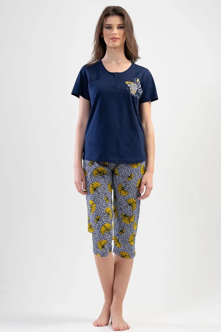 Piżama Damska Vienetta Comfortable Dream Haven, granatowa, r. M-XXL