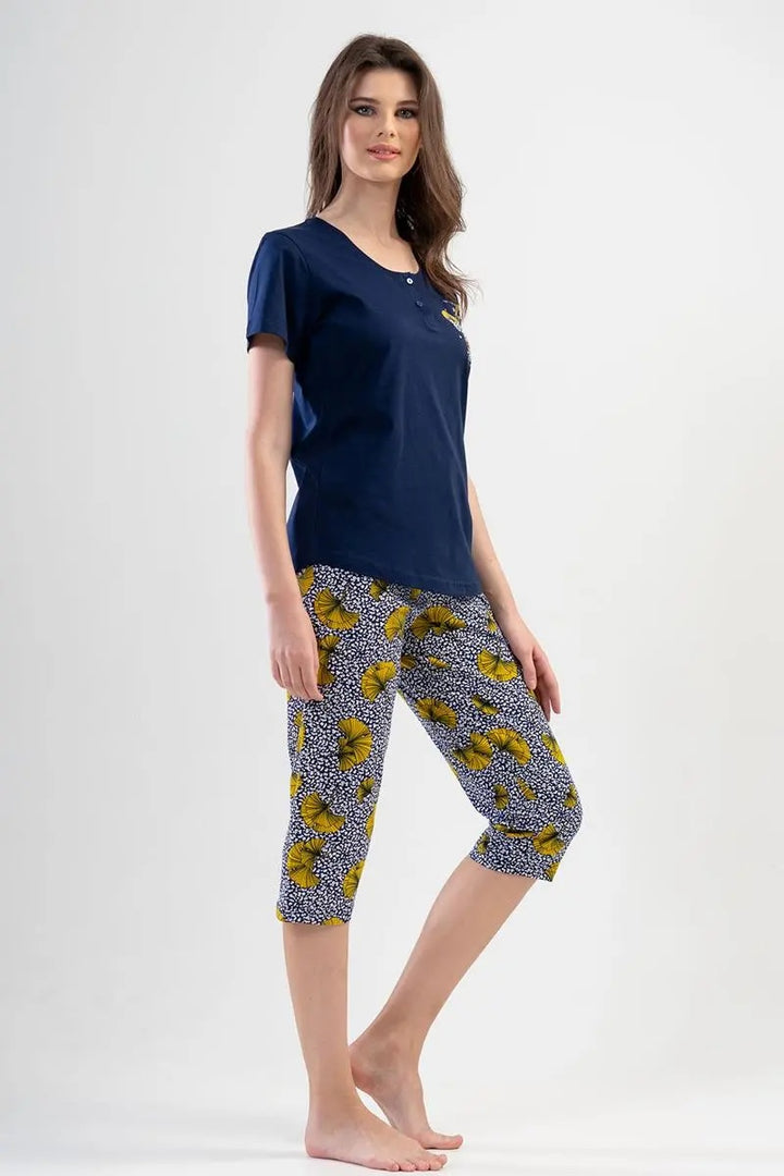 Piżama Damska Vienetta Comfortable Dream Haven, granatowa, r. M-XXL