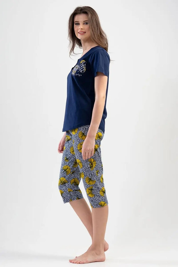 Piżama Damska Vienetta Comfortable Dream Haven, granatowa, r. M-XXL