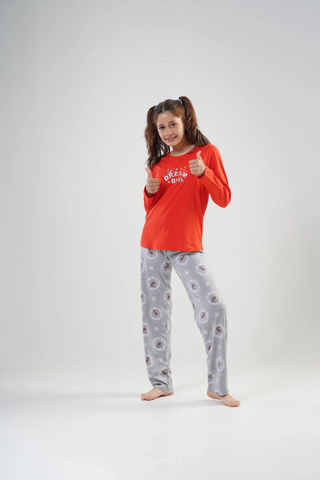 Piżama Dziewczęca Vienetta Christmas Dream Girl, czerwono-szara, r. 134-164 image 6