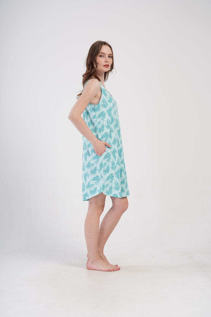 Koszula Nocna Vienetta Turquoise flowers, Turkusowy, r. M-XXL