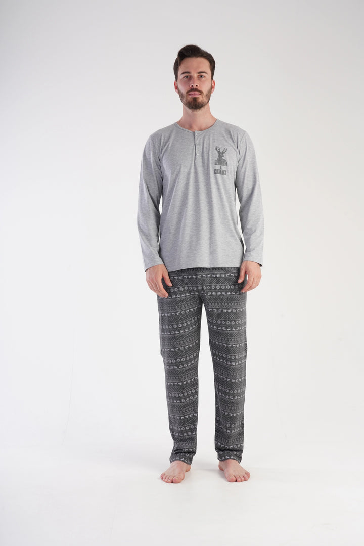 Piżama Męska Vienetta Sleepy Stallion, szara, r. M-XXL image 0