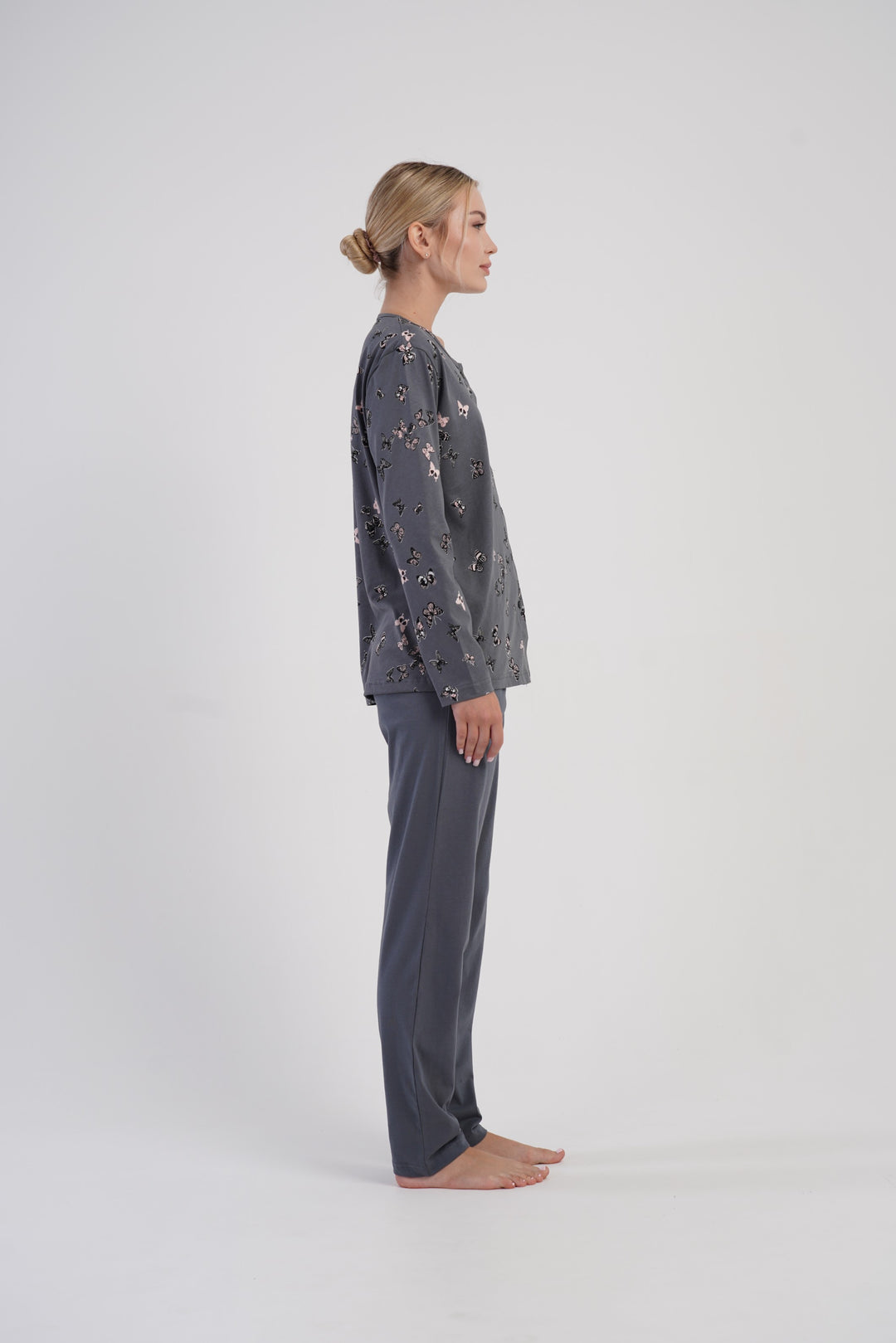 Piżama Damska Vienetta Butterflies, Szary, r. M-XXL