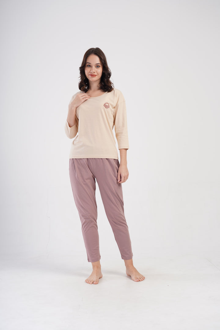 Piżama Damska Vienetta Simpliciti, Beżowy, r. S-XL