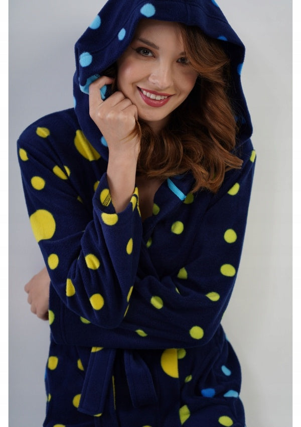 Szlafrok damski polarowy Vienetta Bubbles Navy, granatowy, r. S-XL image 1