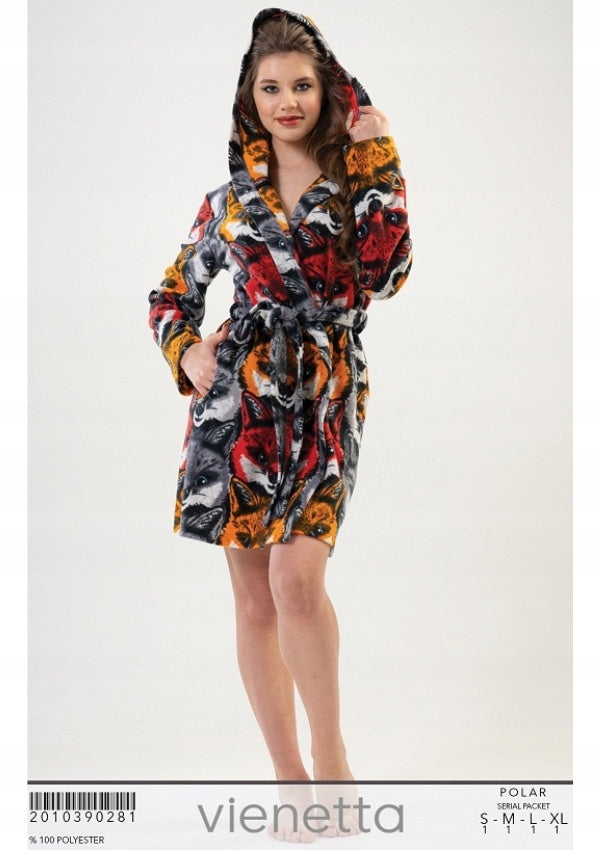 Szlafrok damski Vienetta, Foxes, Szara, r. S-XL image 1