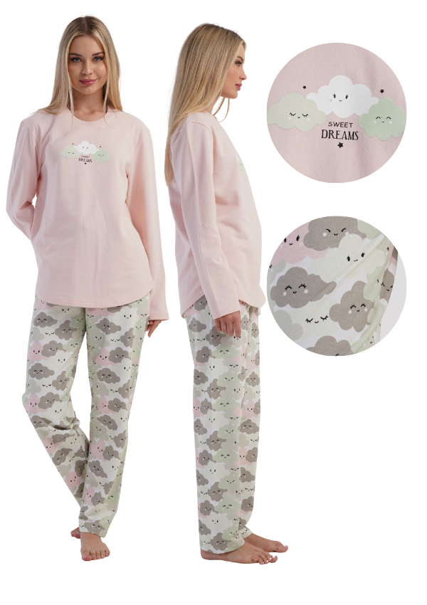 Piżama Damska Vienetta Pink Clouds, Różowy, r. S-XL