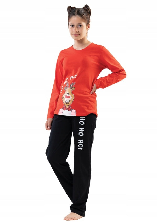 Piżama Dziewczęca Vienetta Reindeer Magic Sleep, czerwona, r.128-164