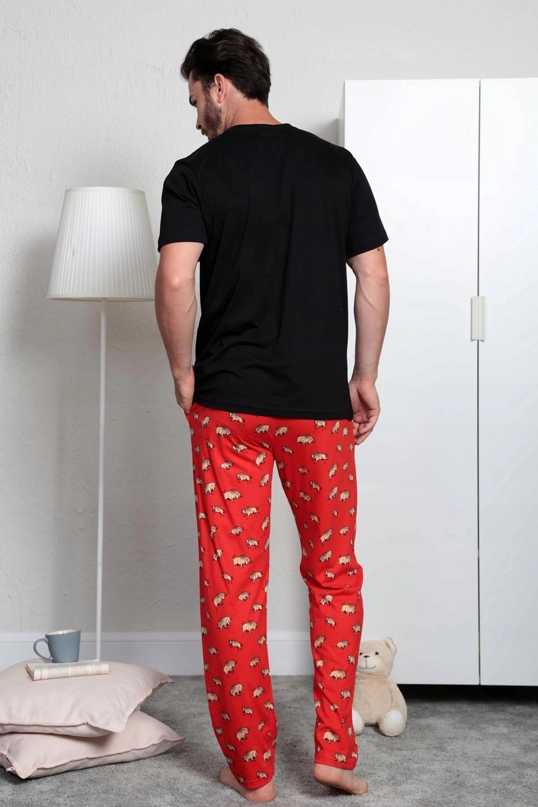 Piżama Męska Vienetta Go Faster, Czerwony, r. S - XL