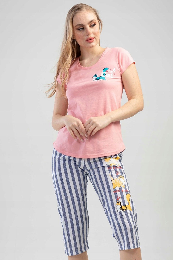 Piżama Damska Vienetta, Life Better with Cats, Różowa, r. S-XL image 3