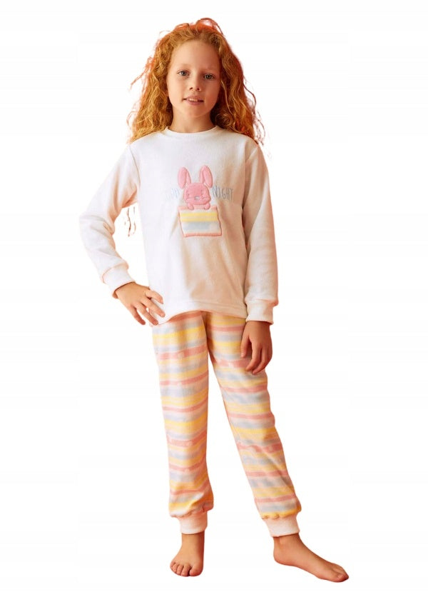 Piżama Dziewczęca polarowa Vienetta, Good Night, Różowa, r. 104-110