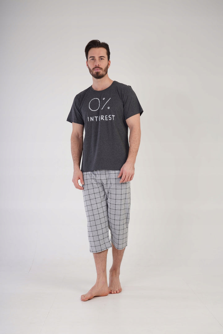 Piżama Męska Vienetta, 0% Interest, Szara, r. 1XL-4XL