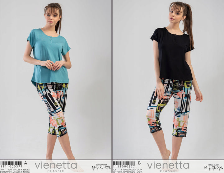 Piżama Damska Vienetta, Flower Patterns, Granatowa, r. M-XXL image 2