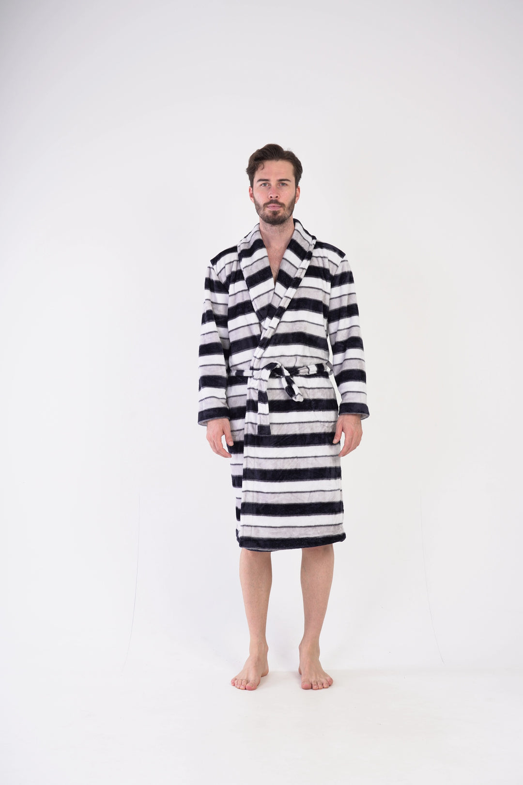 Szlafrok męski softowy Vienetta Comfy Cove, szaro-czarny, r. M-XXL image 0