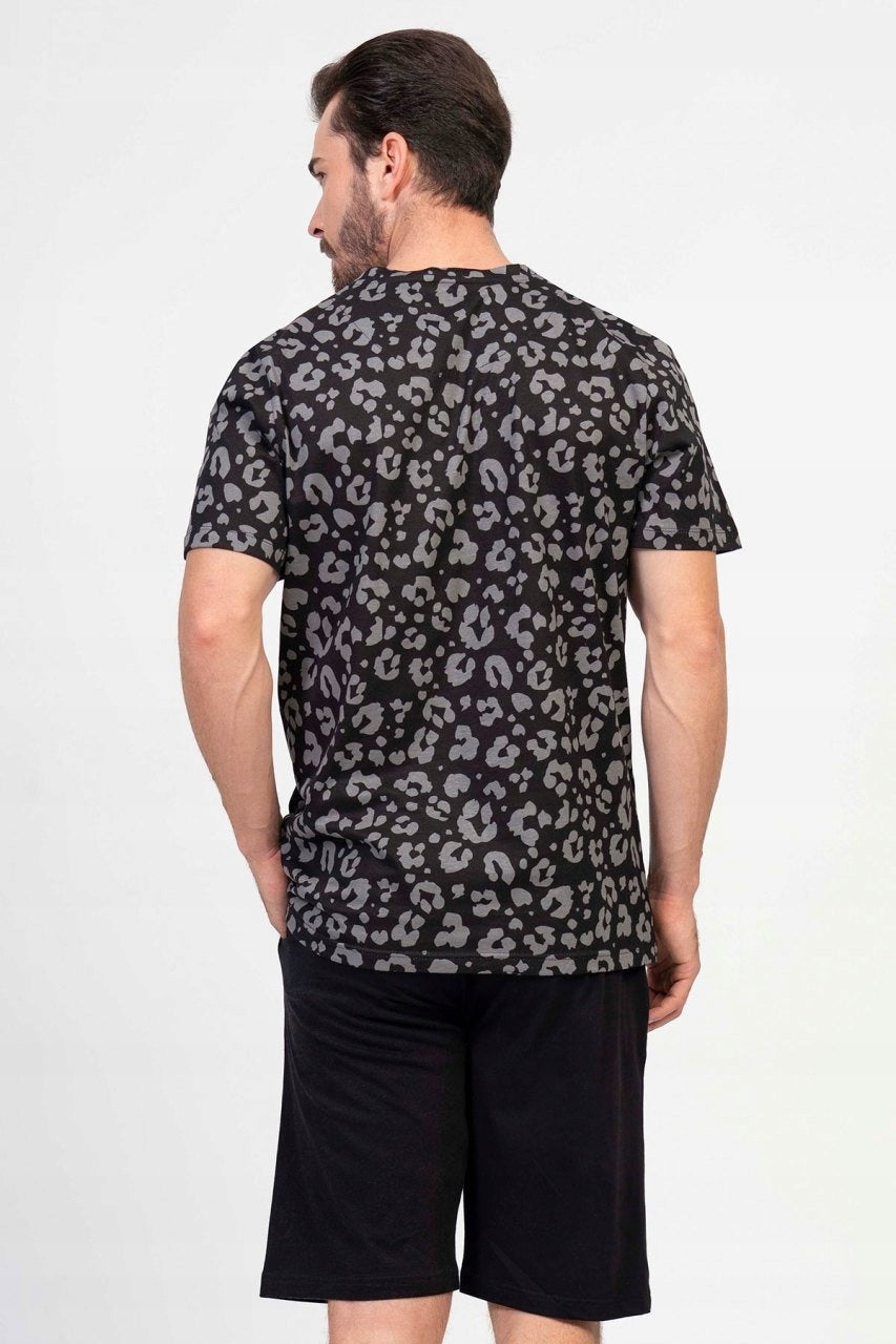 Piżama Męska Vienetta, Wild, Czarna, r. M-XL