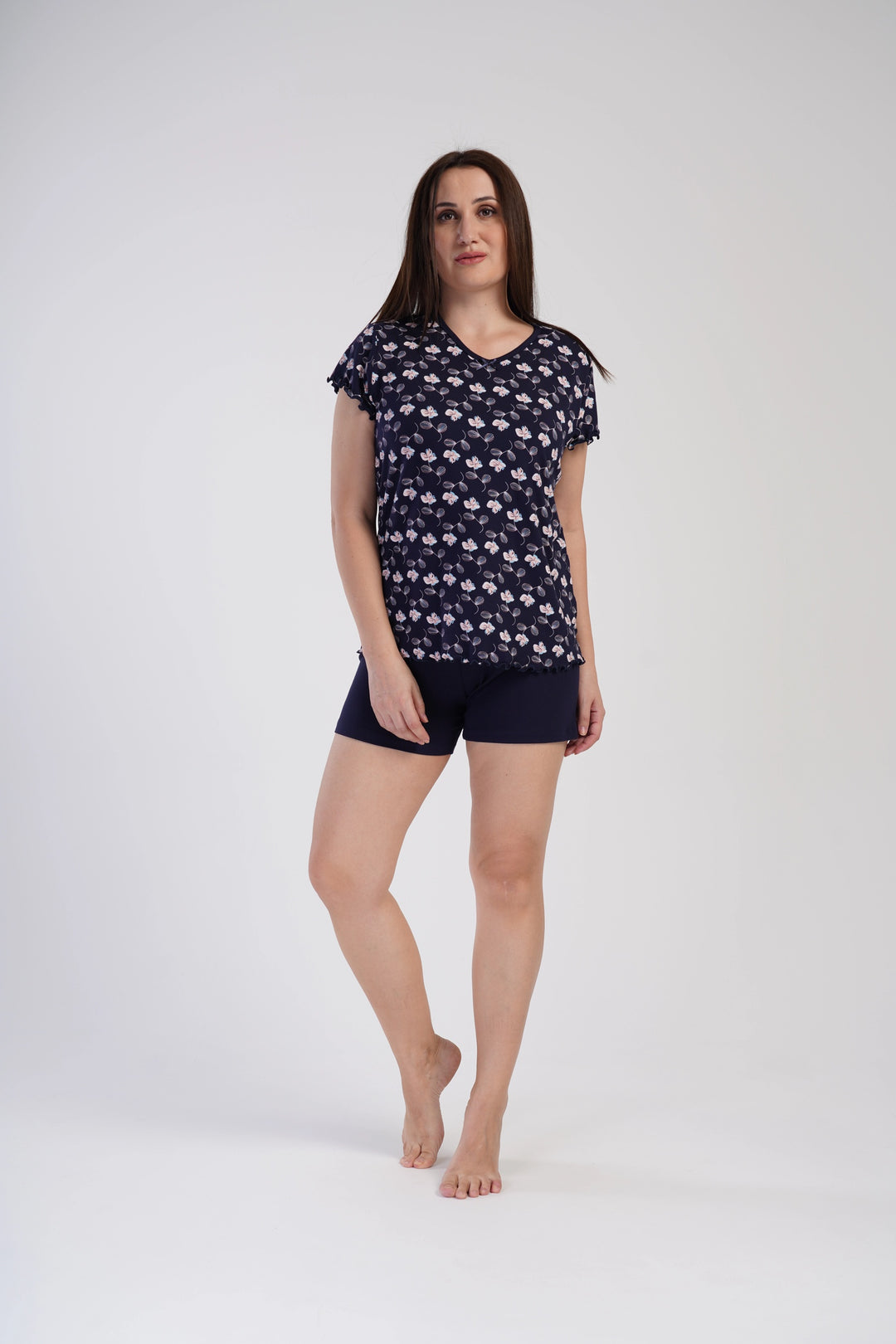 Piżama Damska Vienetta Blue Flowers, Granatowy, r. 1XL-4XL image 2